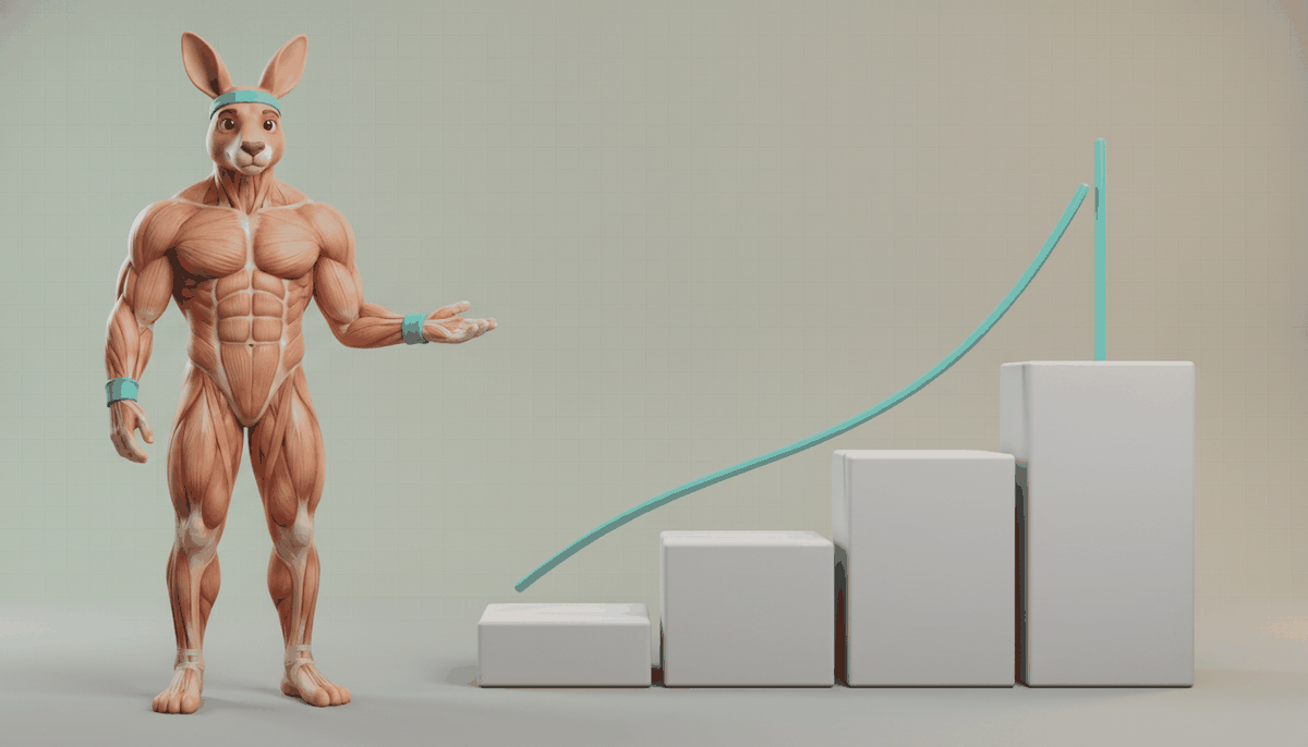 Anatomical illustration of a kangaroo coach presenting four rising platforms that build toward a peak