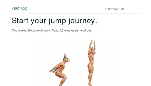 Actual PDF preview: Start your jump journey, with the two-week schedule, illustrated jump, and warm-up.