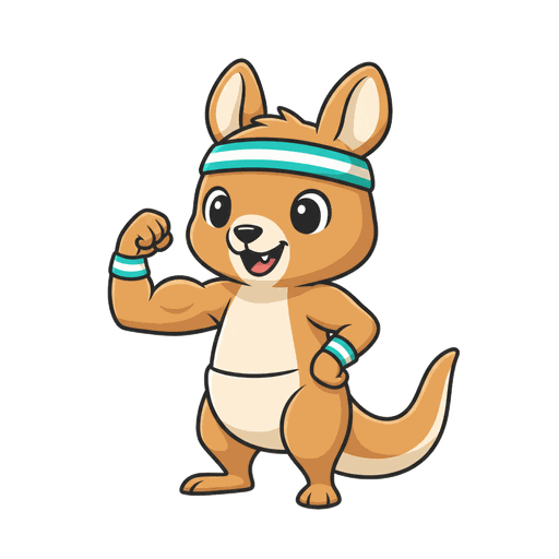 VertiRoo kangaroo mascot flexing